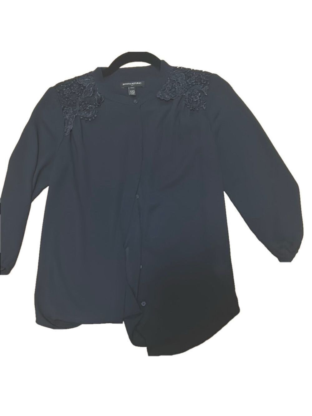 Banana republic Navy Blue Blouse with Lace Detail